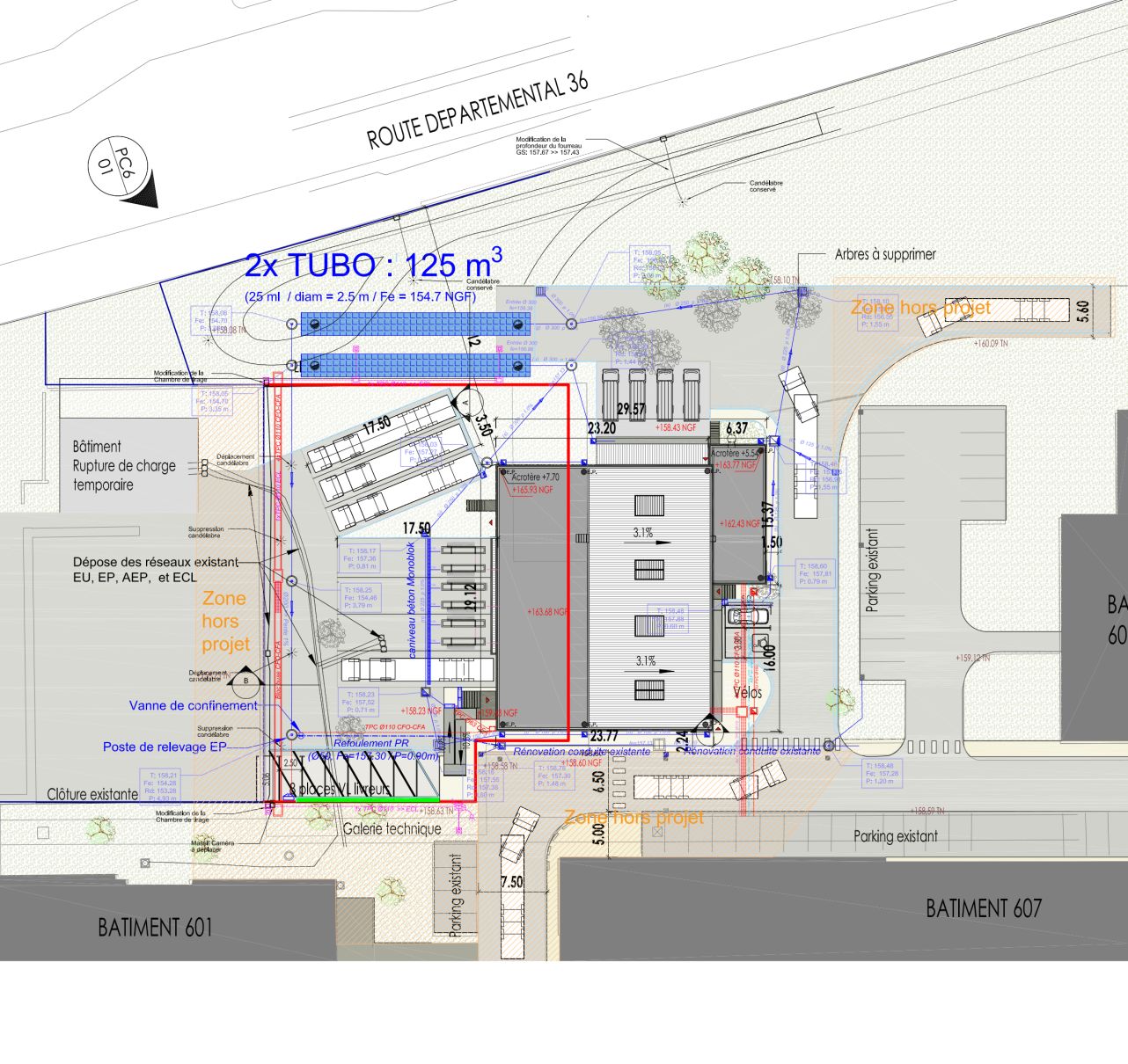 B3E-plan d’aménagement des voiries et de gestion des eaux pluviales dans le cadre de la construction d’un bâtiment de rupture de charge